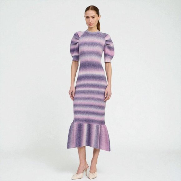 NWT En Saison Greer Ombre Knit Ruffle Hem Maxi Sweater Dress - Picture 4 of 7